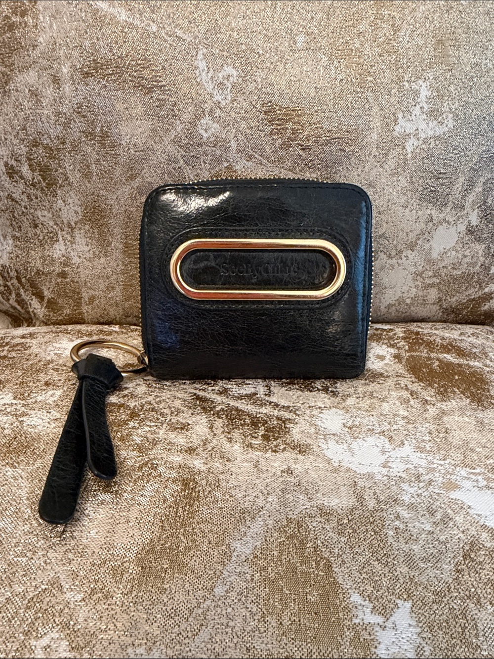 See By Chloé Dark Green Leather Wallet with Gold Hardware